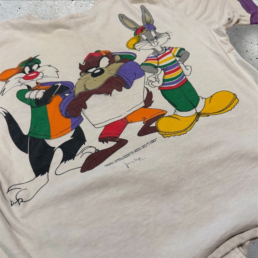 Vintage 1993 Jerry Leigh Looney Tunes Baseball Jersey Shirt Bugs Bunny Taz - Picture 11 of 11